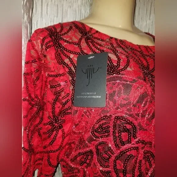 VIJIV+vintage 1920s sequined flapper dress +red new Large - Picture 9 of 16